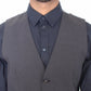 Elegant Gray Wool Stretch Dress Vest