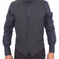 Elegant Black Wool Silk Dress Vest
