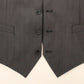Elegant Gray Wool Silk Blend Dress Vest