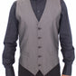 Elegant Gray Wool Silk Blend Dress Vest