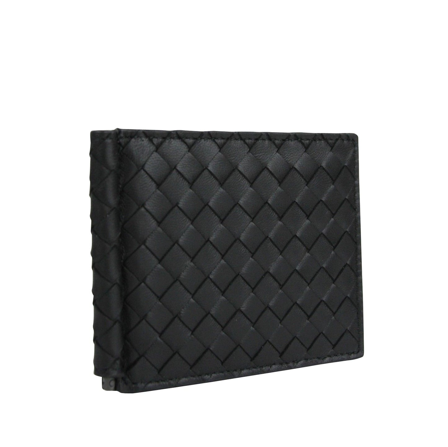 Bottega Veneta Men's Intercciaco Black Leather Intercciaco Woven Wallet