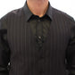 Elegant Gray Striped Wool Vest