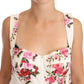 White Floral Dog Print Cotton Pleated Gown Dress