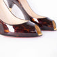 Marbled Print Patent Pumps with Golden Heel