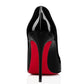 Elegant Black Leather Heels with Iconic Red Sole