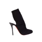 Elegant Black Fabric and Leather Ankle Boots