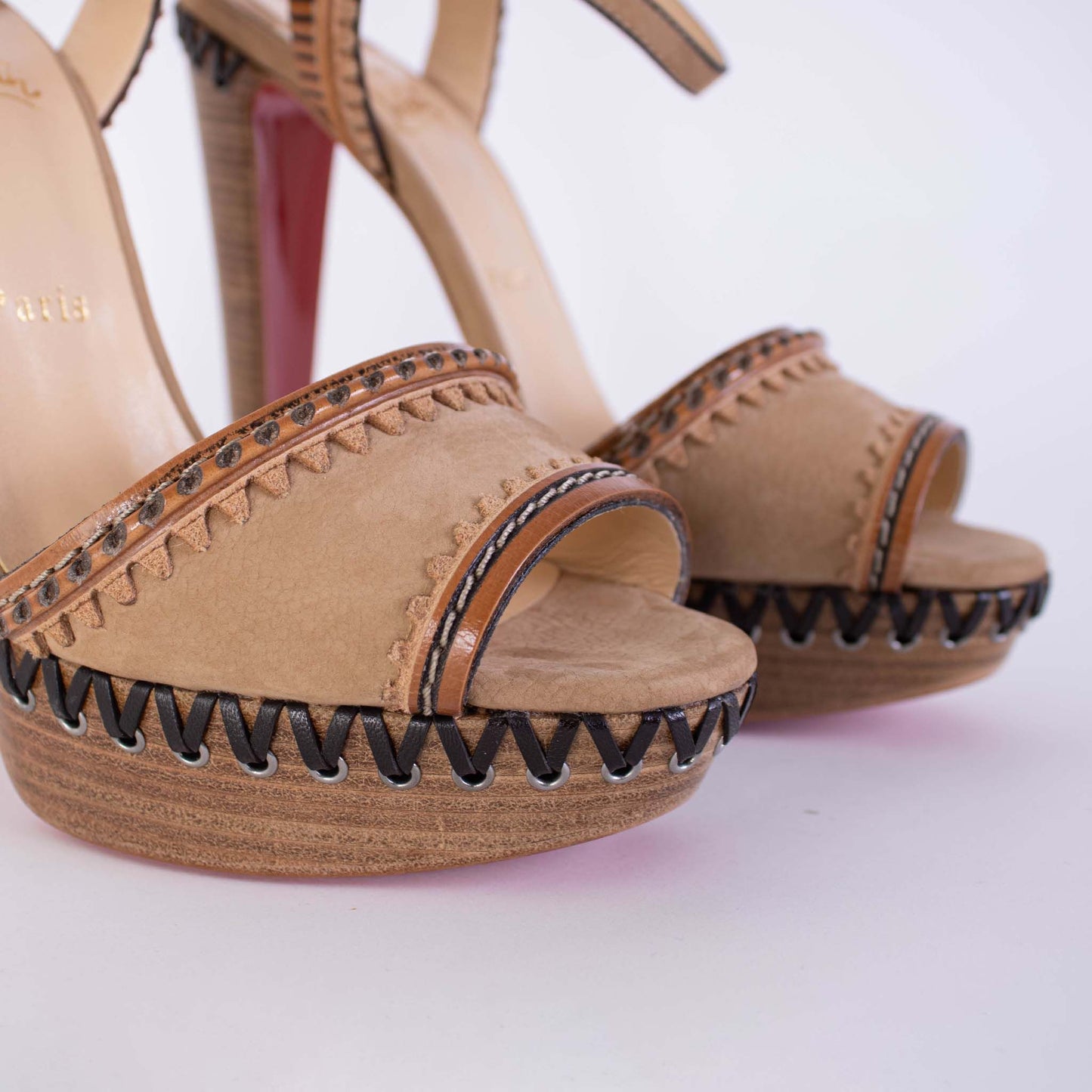 Chic Beige High-Heel Suede Sandals