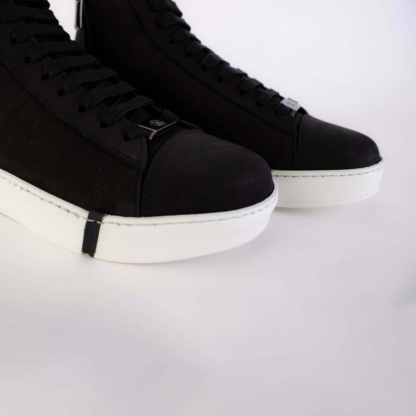 Elevated Chic Suede High Sneakers in Black and White