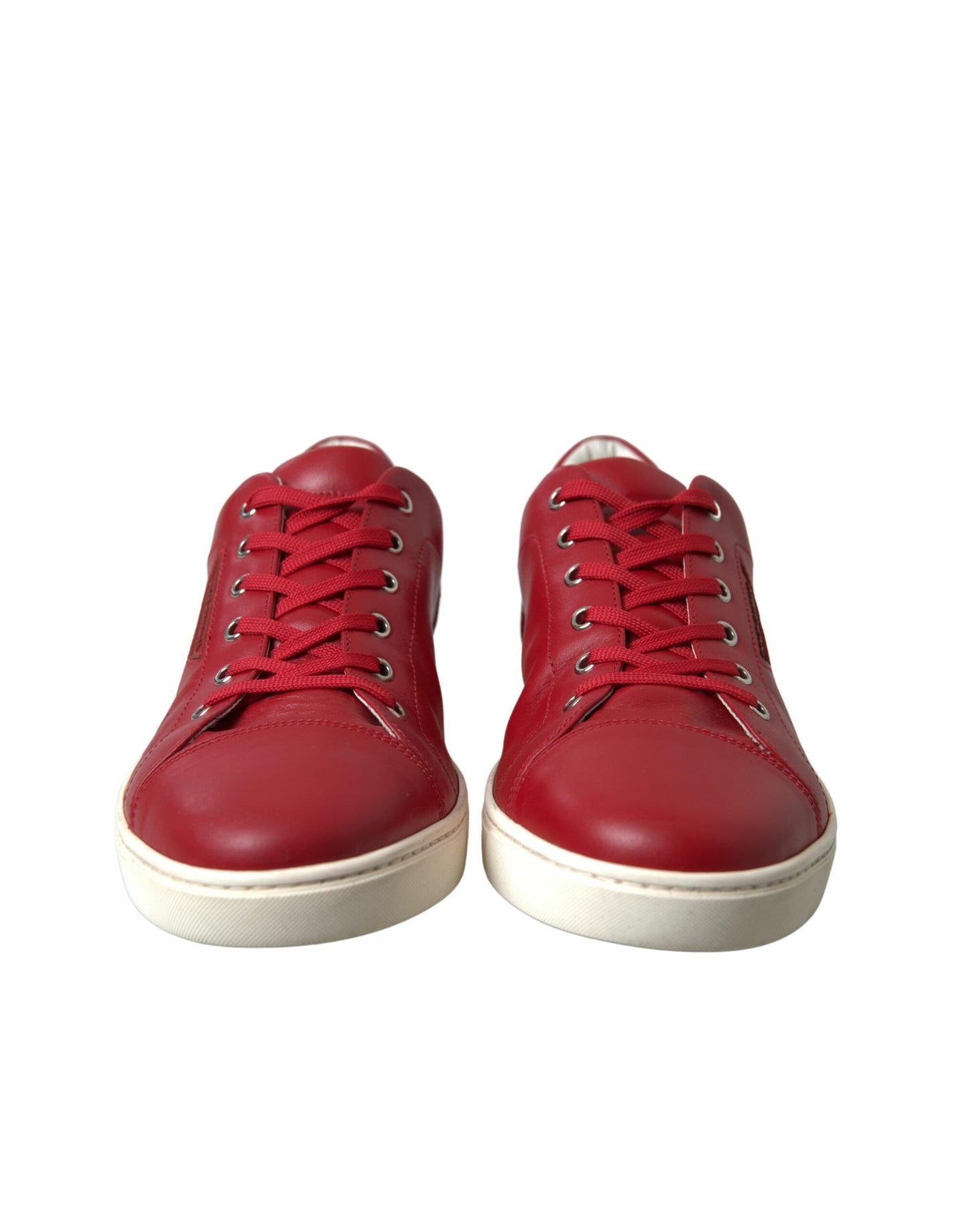 Elegant Red Leather Low Top Sneakers