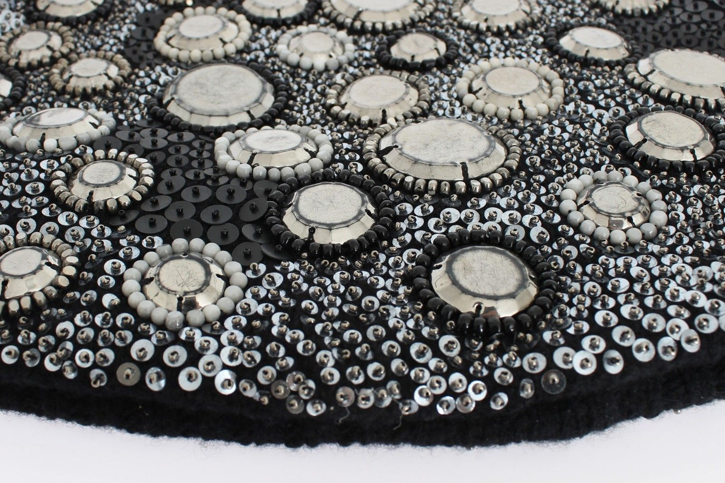 Enchanting Black Crochet Sequined Scarf