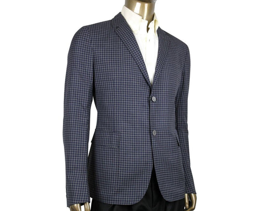 Gucci Men's Formal Midnight Blue Grey Wool Jacket 2 Buttons