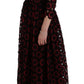 Elegant Red Floral Shift Midi Dress