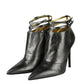 Women's Grey Ankle Metallic Leather Heels With Straps