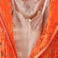 Elegant Long-Sleeve Full-Length Orange Sheath Dress