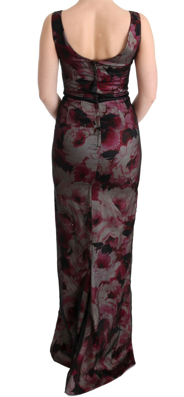 Floral Sheath Gown Elegant Full Length Dress