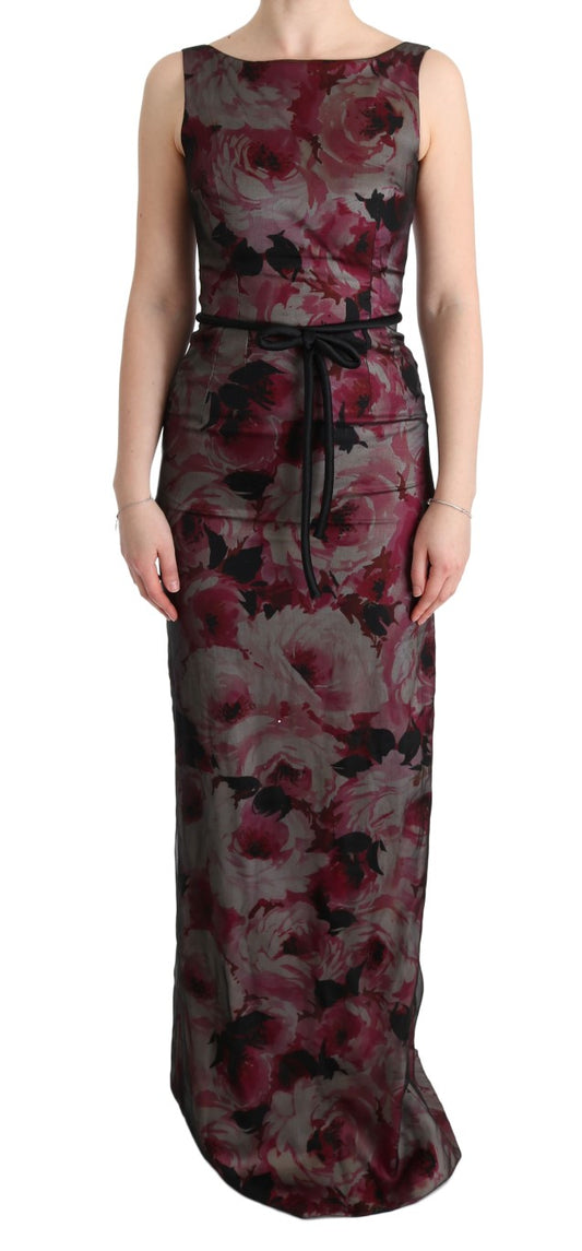 Floral Sheath Gown Elegant Full Length Dress