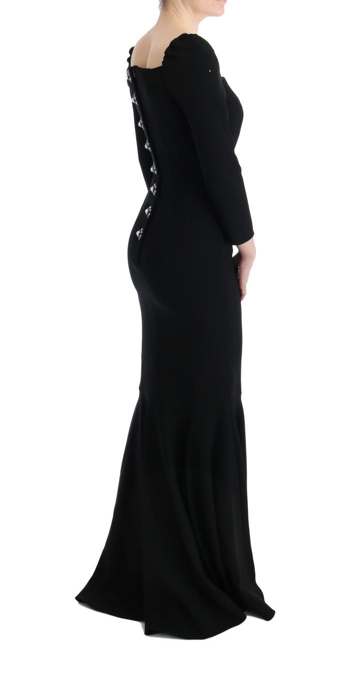 Elegant Black Sheath Gown with Crystals