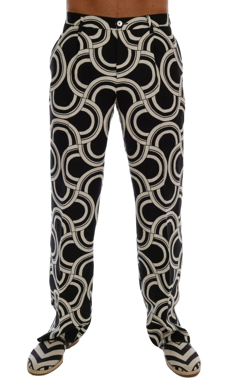 Sleek Patterned Slim-Fit Trousers