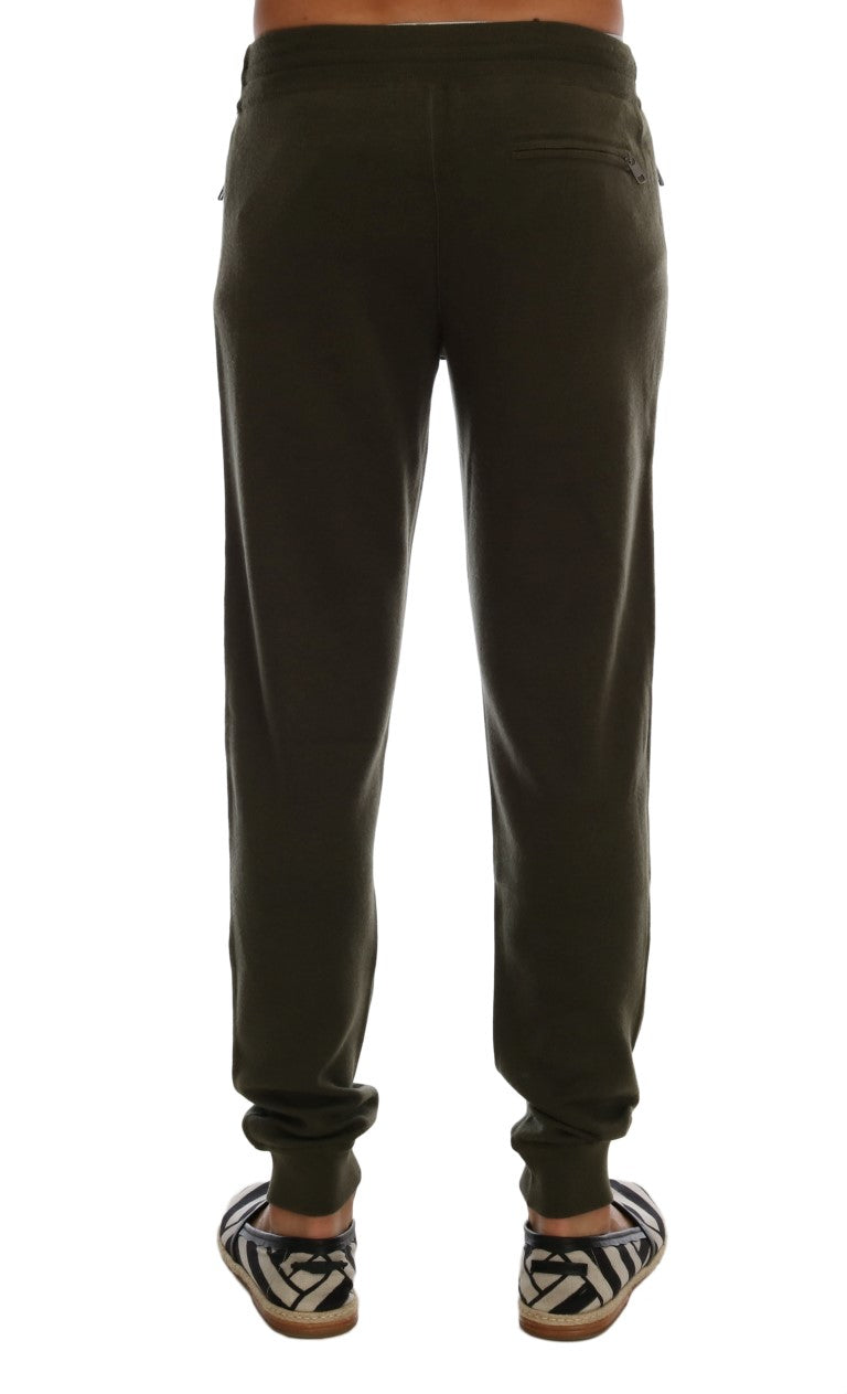 Elegant Green Cashmere Sport Pants