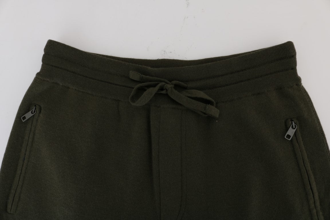 Elegant Green Cashmere Sport Pants