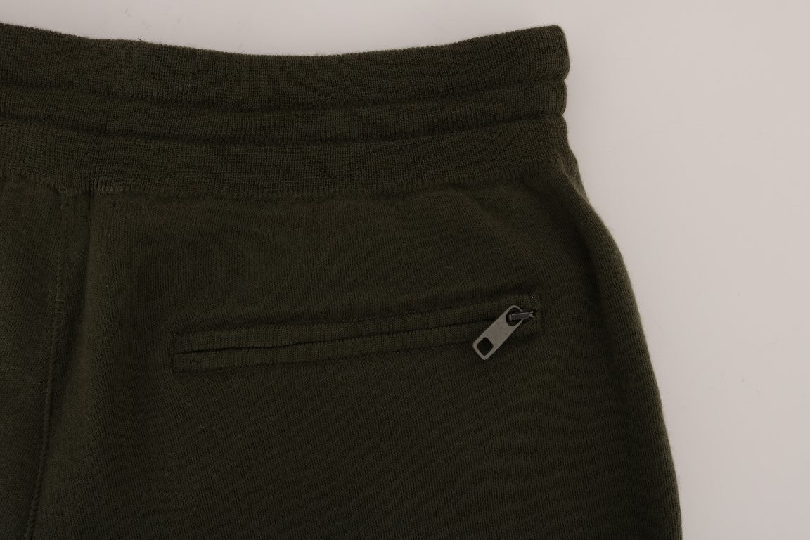 Elegant Green Cashmere Sport Pants