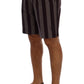 Gray Purple Striped Cotton Shorts