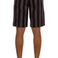 Gray Purple Striped Cotton Shorts