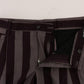 Gray Purple Striped Cotton Shorts