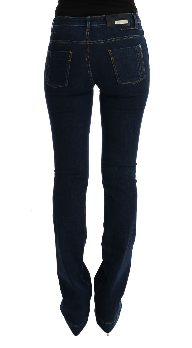 Chic Flared Cotton Jeans in Blue