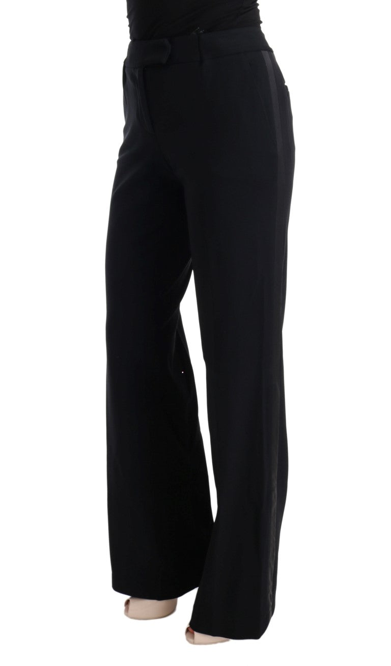 Black Viscose Flare Bootcut Pants