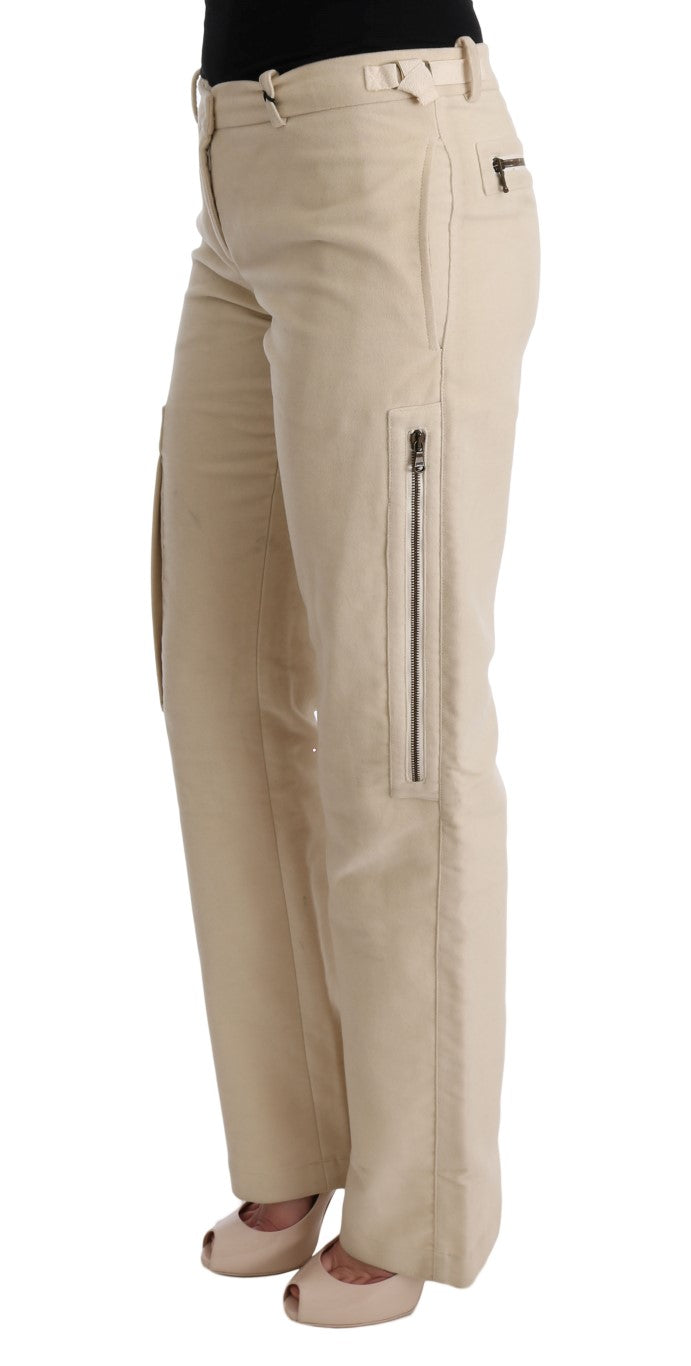 Beige Wool Cropped Regular Fit Pants