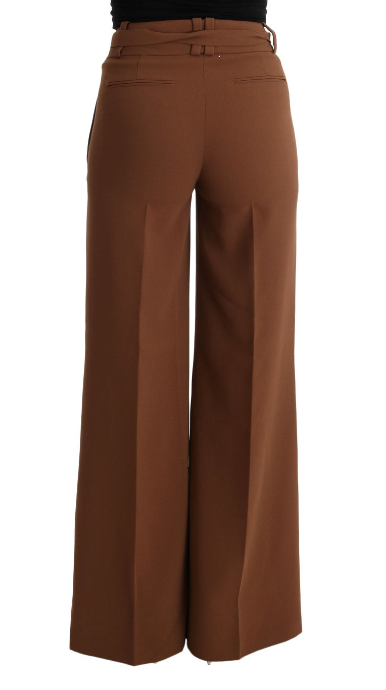 Elegant Boot Cut Brown Polyester Pants