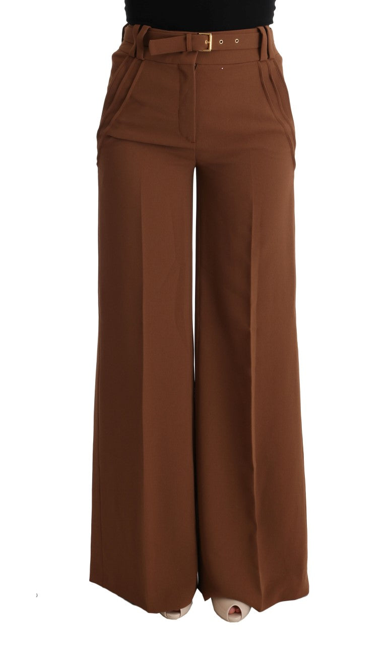 Elegant Boot Cut Brown Polyester Pants