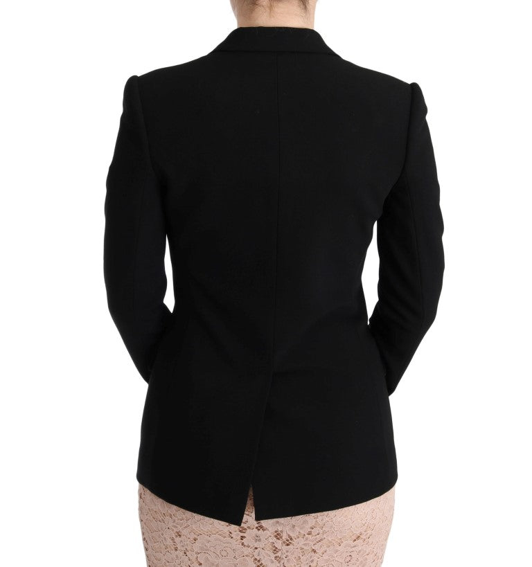 Elegant Black Jacquard Slim Fit Blazer