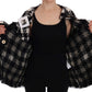 Black White Wool Knitted Crystal Jacket