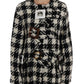 Black White Wool Knitted Crystal Jacket