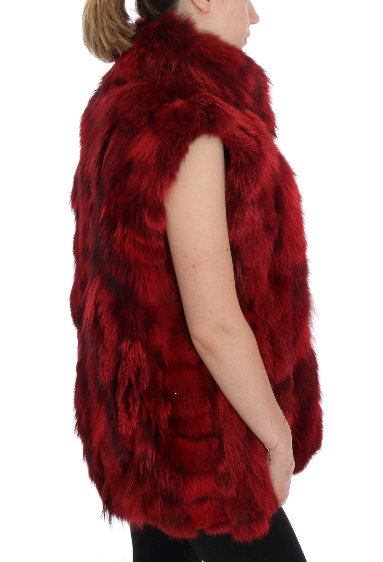 Luxurious Red Coyote Fur Long Vest Jacket