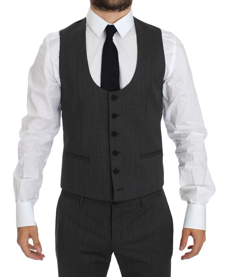 Elegant Gray Wool Stretch 3-Piece Suit