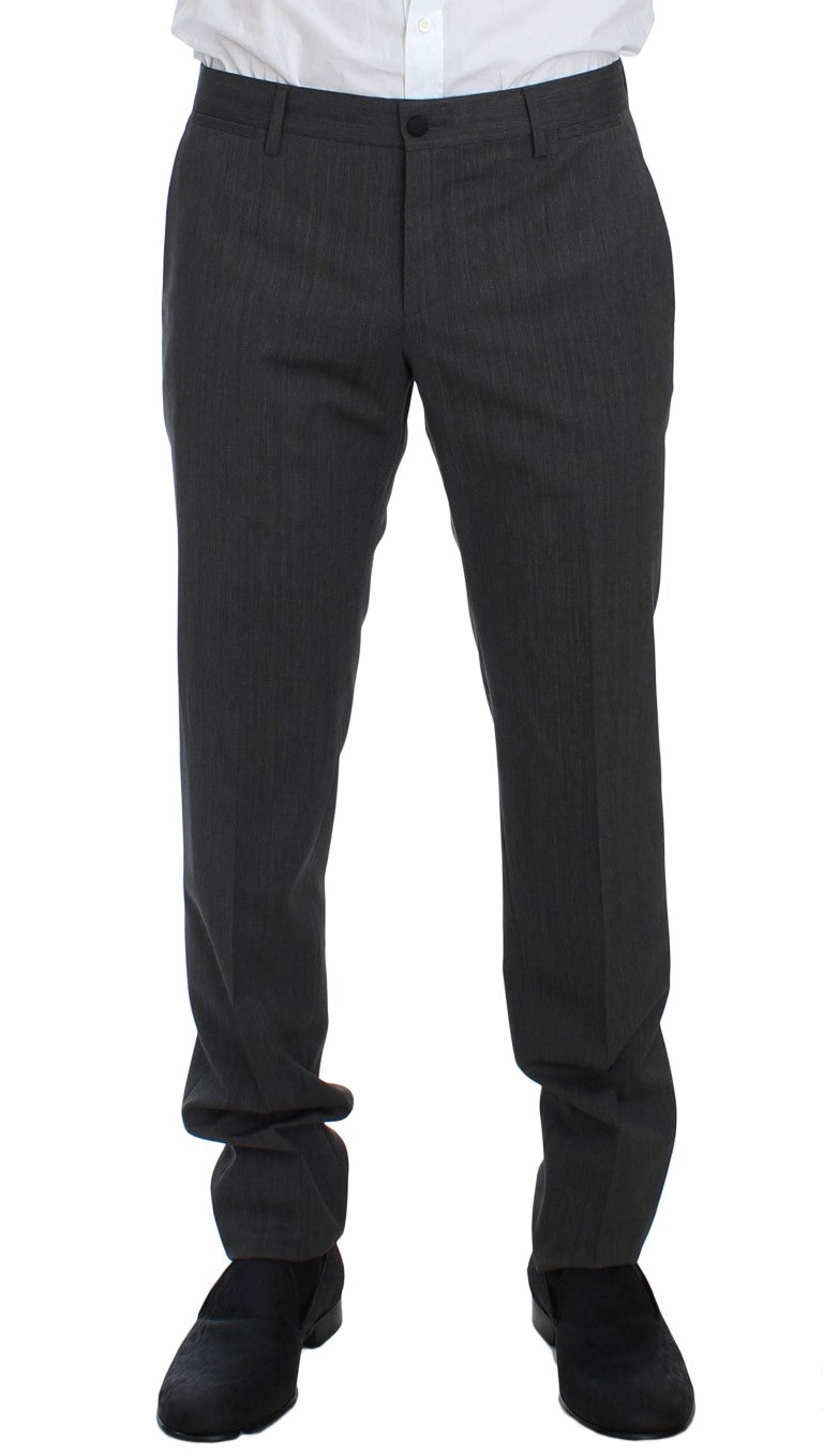 Elegant Gray Wool Stretch 3-Piece Suit