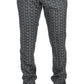Elegant Blue Owl Print Wool 3-Piece Slim Fit Suit