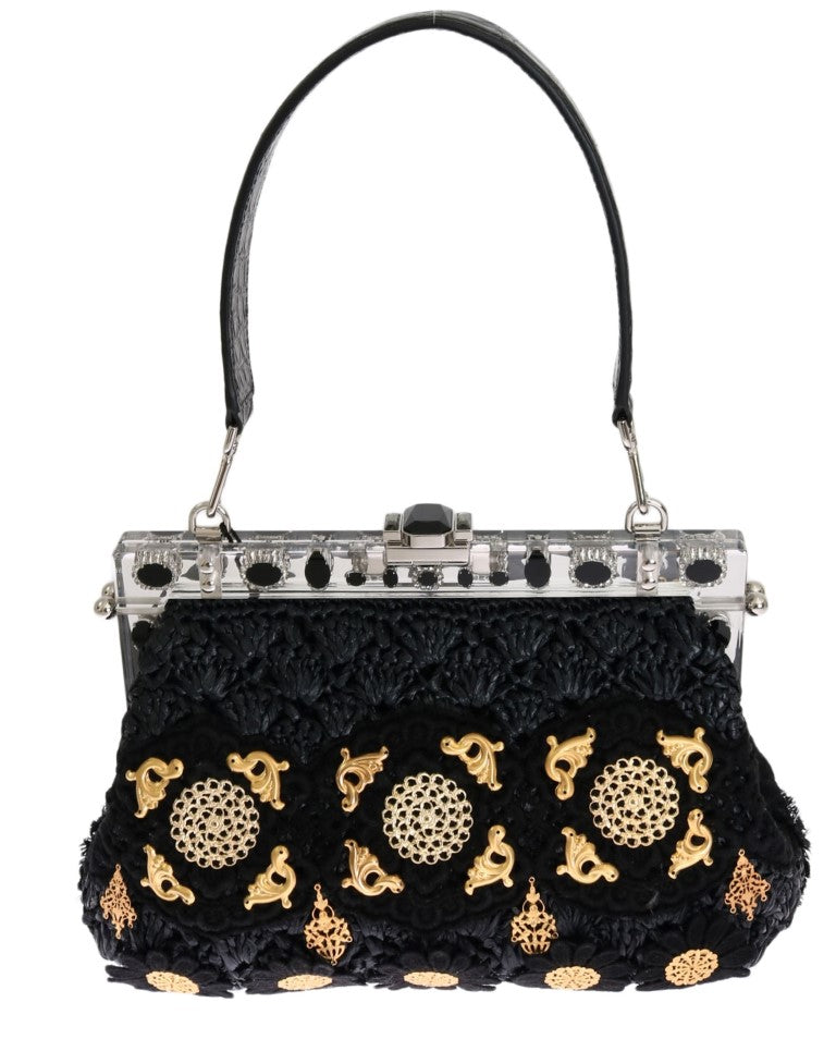 Elegant Black Tassel Gold Baroque VANDA Clutch