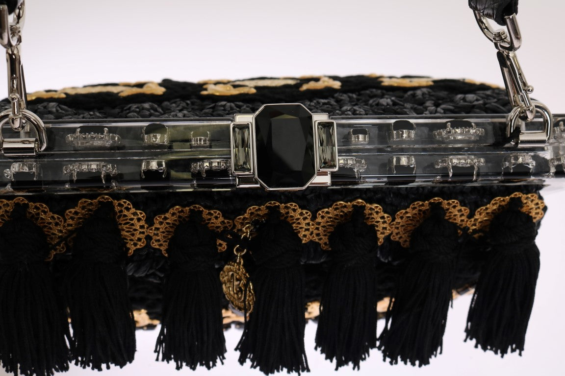 Elegant Black Tassel Gold Baroque VANDA Clutch