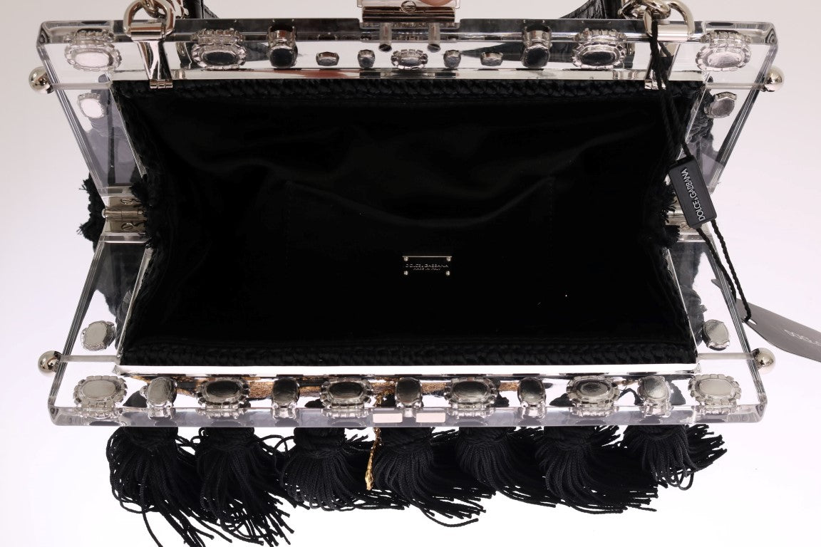 Elegant Black Tassel Gold Baroque VANDA Clutch