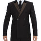 Elegant Brown Striped Three-Piece Tuxedo