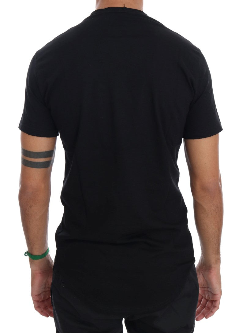 Elegant Black Crew-Neck Cotton Tee