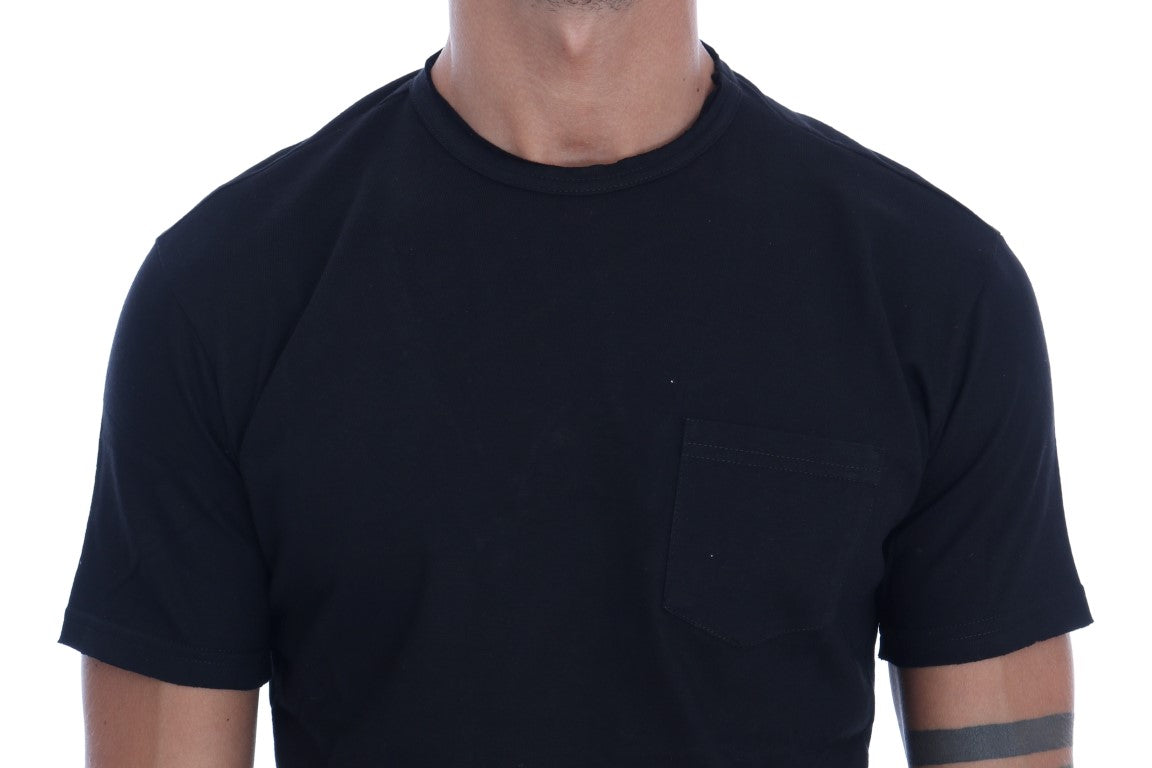 Elegant Black Crew-Neck Cotton Tee