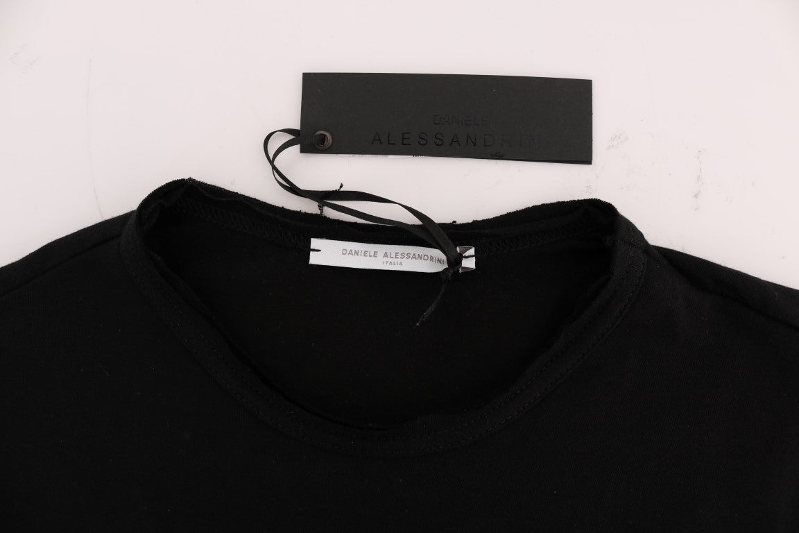 Elegant Black Crew-Neck Cotton Tee