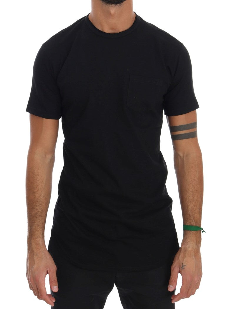 Elegant Black Crew-Neck Cotton Tee