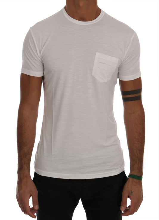 Elegant White Crew-Neck Cotton T-Shirt