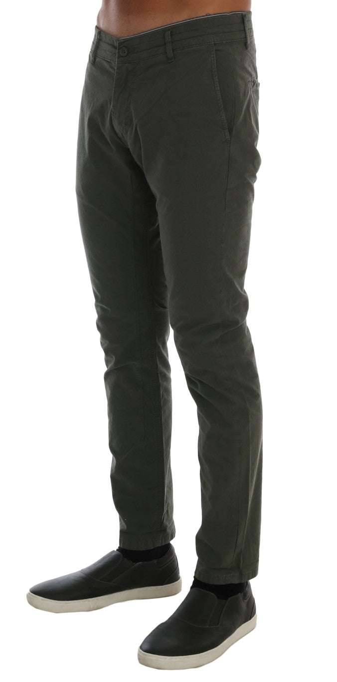 Elegant Slim Fit Green Chinos